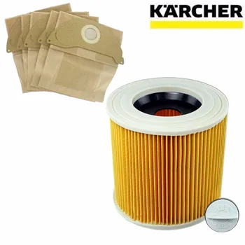 1 kom. prašinu i Hepa filteri + 5 kom. papirnate vrećice za usisavače Karcher rezervni Uložak HEPA Filter A2204 VC6100 A2004 WD3.200 VC6200