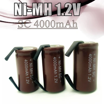 100% Nova Kvalitetna baterija baterija baterija baterija baterija SC Sub C Ni-Mh 1,2 4000 mah, s kartice, baterije odvijača, električni alat