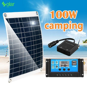 100 W Komplet Solarni Paneli 12 USB Punjenje Naknada Solarnih Panela za Telefon RV Auto MP3 PADWaterproof Vanjski Baterija 30A Kontroler