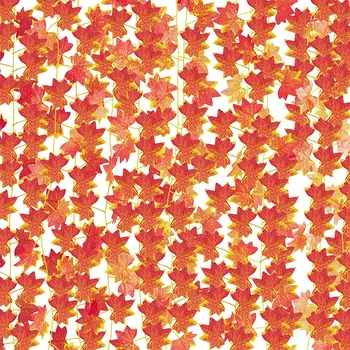 2,4 m Crveni Javorov List ratan palma Гирлянда Uređenje Eksterijera Viseće Loze Umjetna Javorov List za Jesen Zahvalnosti Jesen Dekor