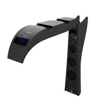 2-U-1 Okomito Ventilator Duplo Kontroler Punjač Za PS5 Domaćin Kvalitetan Crni ABS Vješalica Za Slušalice Postaja Punjač Navijača