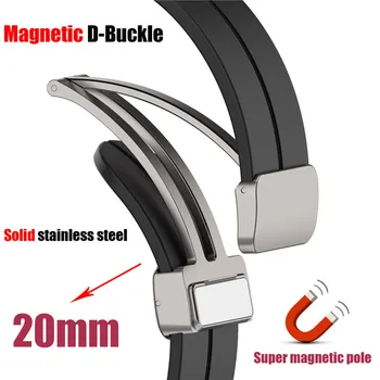 20 mm Magnetski Remen za sat od Nehrđajućeg Čelika s Kopčom za Samsung Galaxy Watch 4 5 Pro Silikon Remen Metalni Sklopivi Spone Pribor