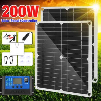 200 W Komplet Solarni Paneli S 60A Kontroler DC 18 U Prijenosni Solarni Punjač za Banke Baterije Kamp Vozila, Plovila RV Solarna Ploča