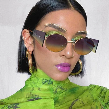 2020 Nove muške i ženske modne trendove Sunčane naočale u stilu hip-hop Sunčane naočale Punk Parne Okrugle sunčane naočale, Leće Ветрозащитные