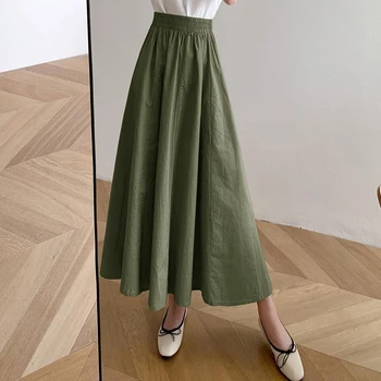 2022 Berba Ljetne Suknje, Ženske Ravnici midi Suknje S Visokim Strukom Ženske Japanski Maxi Duge Suknje Jupe Faldas
