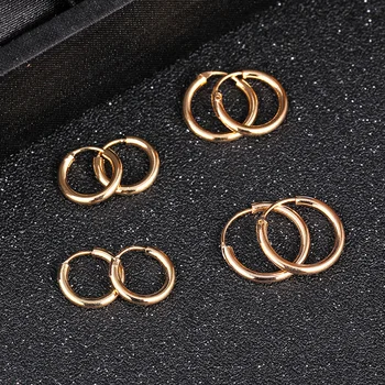 2022 Nove Roza Zlatne Ženske Male Naušnice, prstenje Trend Nakit za Žene iz Kreolske Nehrđajućeg Čelika Crne Boje 8-20 mm Hoops Pokloni