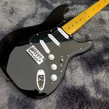 2022!Visoka kvaliteta FPST-1013 crna boja kruto telo crna maska javorov vrat 6 struna električna gitara, Besplatna dostava