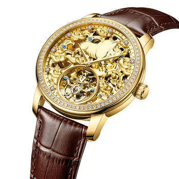 2022new sat potpuno automatski mehanički sat kostur Muški satovi modni trend okrugli brojčanik kožni remen muški sat reloj hombre