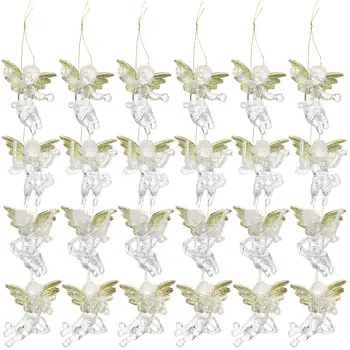 24шт 6 cm Božićne Viseće Dekoracije Prozirne Privjesci U obliku Anđela Šik Dekori