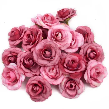 50шт 4 cm Mini Umjetna Svilene Ruže Cvijet Glava Za Vjenčanja Božićni Party Dekoracije DIY Vijenac Spomenar Zanat Lažni Cvijeće