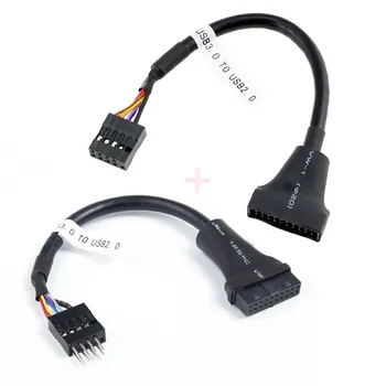 Cablecc 2 komada USB 3.0 20pin Telo Naslov Ženski na USB 2.0 9Pin Kabel Reverzibilni za Matične ploče