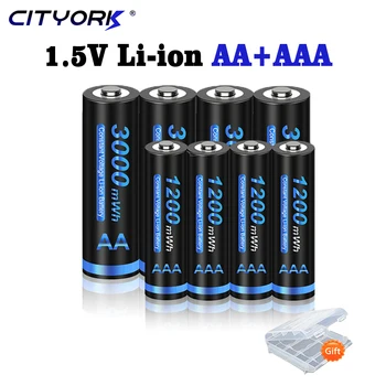 CITYORK 1,5 v AA + AAA Li-ion punjiva baterija AA 3000 МВтч AAA 1200 МВтч 1,5 v aa i aaa baterije Za Svjetiljku Igračke Sat MP3 Player