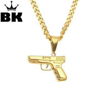 Hip-Hop Sjajna Gangster Pištolj Privjesak Pištolj Ogrlica Šarm Zlatni Pištolj-Puška Mini Modni Nakit Za Muškarce Cool Poklon