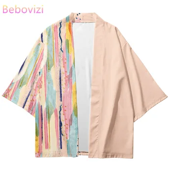 Japanski Kimono Rose Kimetsu No Yaiba Robe 2021 Modni Odbojka Na Kardigan Muške Košulje Юката Хаори Ženska Odjeća Оверсайз