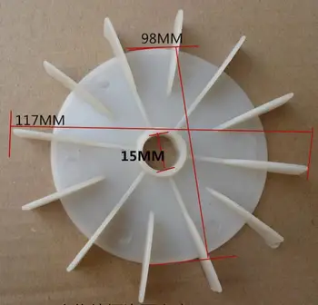 Jednofazni motor plastični ventilator zakrivljenim pumpa ventilator 15 mm D-oblik otvor za Hlađenje rupe 98 mm, 117 mm