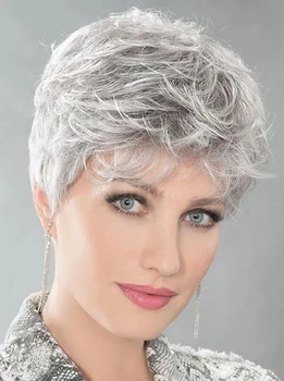 Louise Hair Sintetičkih Kratke Srebrno-Siva Perika za Bijele Žene Pixie sa Šiške Prirodne Kose za Svakodnevnu Upotrebu