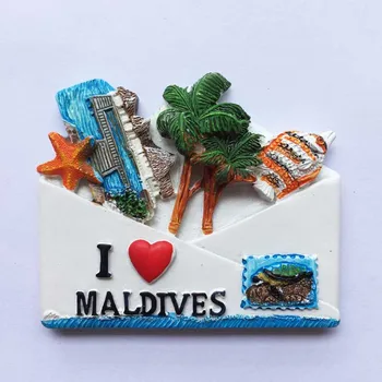 Maldivi kreativna poklon paketi trodimenzionalni krajolik oceanu vjetar suveniri magnetne naljepnice hladnjak