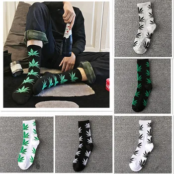 Modni udoban kvalitetne pamučne čarape s lišćem maple leafs za odmor, nadkoljenice od korova konoplje, proljeće i jesen-zima