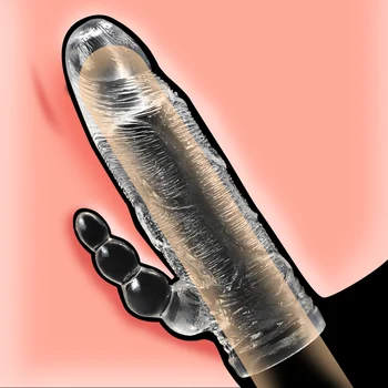 Muški Kondom na Dildo Odgađanje Ejakulacije Višekratnu upotrebu Penis Rukava Muške Produžetak Penisa Seks-Igračke za Muškarce Pojačalo Penis Prsten