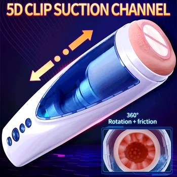 Muški masturbator Automatski Teleskopski Rotacija Jak Vibracijski Masturbiraju Šalica Pravi 5D Vagina Džep Maca Sex Igračke za Muškarce 18