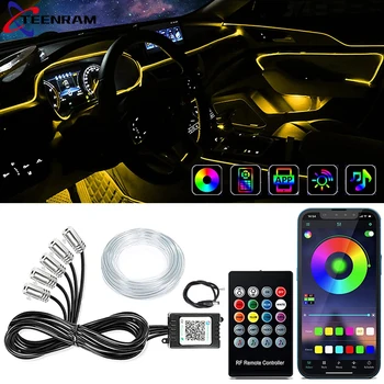 Neon Auto Led Unutarnji Svjetiljke RGB Difuzno Svjetlo Fiber-Optički Kit S Upravljanjem Programom DIY Glazba Auto Atmosfera Dekorativna Lampa