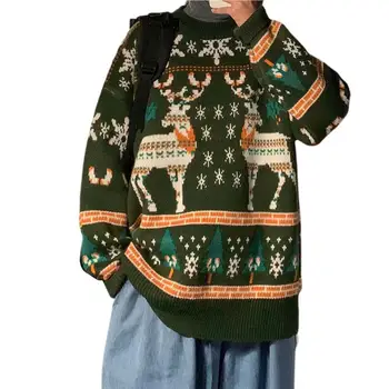 New Year Sweater Elk Sweater Festive Warm Trendy Skin-friendly New Year Sweater džemper muški pull homme ropa hombre veste