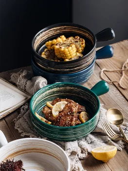 Nordijsko zdjelu s ručkom, kreativno osnovna posuđe, zdjela za pečenje, u zdjelu za pečenje, stakleno keramička privatna pećnica, posebnu zdjelu za pečeni riže, tanjur