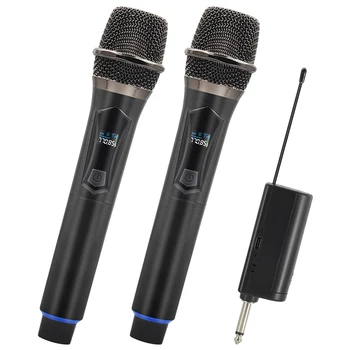 Novi Bežični Mikrofon Priručnik 2 Kanala UHF Profesionalni Prijenosni Mikrofon sa Baterijama za Karaoke/Svadbene Zurke/Grupa/Sastanke