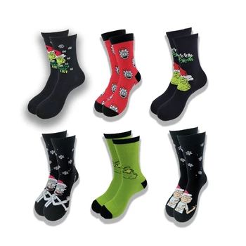 Par jesensko-zimskih muških i ženskih čarapa, modne čarape s uzorkom Sretan Romana, kvalitetna Mekana i udobna božićne čarape