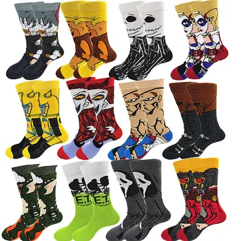 Par Muškaraca Sretan Zabavne Zimske Tople Čarape Crtani Anime Klaun Duge Čarape, Muške Cool Čarape za Posade Ulične Mode Set Uzorak