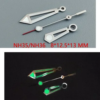Pribor za sat strelica sati NH35 kazaljke srebrne strelice crvene strelice zelene super sjajni, savršeni za NH35, NH36 mehanizam A9