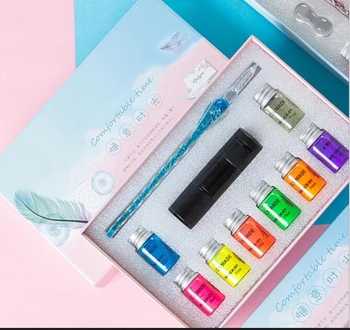 Ručka ronjenja tinta boja poklon kutije olovke stakla tinte fluorescencije high-svjetla staklena nevidljiva s UV Poklon Kutiji baklja