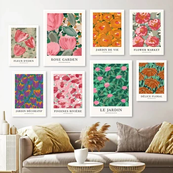 Sažetak Cvijet Tržištu Zidnih Umjetnost Hibiscus Rosa Tulipana Tratinčica Plakat Platnu za Uređenje Dnevnog boravka Home Dekor Slika