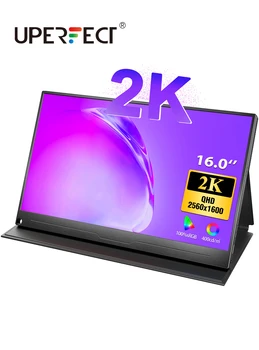 Super 16-inčni 2K Prijenosni monitor IPS 2560x1600 100% sRGB HDR FHD FreeSync HDMI USB Type-C Zaslon Ugrađen zvučnik Za PC/Mac