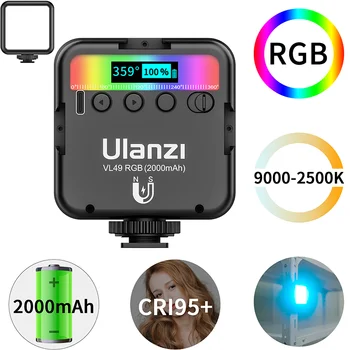Ulanzi VL49 RGB full color led video 2500 K-9000 K 800LUX Magnetski Mini Заполняющий lampa, 3 porta hladne kopče 2000 mah Type-c