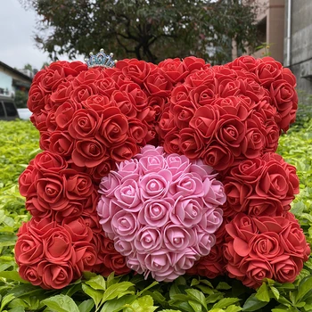 Umjetno Cvijeće Ruža Medvjed Višebojna Pjena Ruža Medo Djevojka Poklon Za Valentinovo Dan Rođenja Ukras