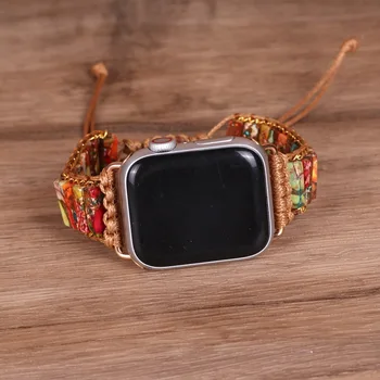 UTAJ Apple Watch 38 40 42 44 mm Serije 7 6 5 4 3 2 Narukvica u boemskom stilu Modne Tkati Kamenih Zrna Tkani Remen Z128