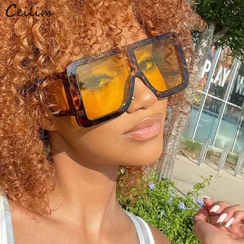 Vintage Je Veliki Okvira Prevelike Sunčane Naočale Ženske 2023 Nove Luksuzne Marke Dizajn Cjelovitih Trg Sunčane Naočale Modni Žute Naočale