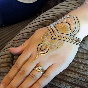 Vodootporne Privremena tetovaža Naljepnica lažni zlatni lanac metalne narukvice ogrlice tattoo naljepnice flash tetoviranje tetovaže