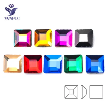 YanRuo 20шт 4 mm Dizajn Noktiju Stana gornje strane Kvadratnom Kristalno Staklo dijamantni nakit Ravno dno u obliku Dijamanta Ukras Za Nokte