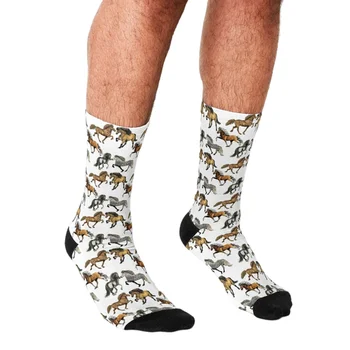 Zabavne Muške čarape s po cijeloj površini Islandskih Konja u stilu hip-hop, Muške Čarape Happy, slatka Čarape za dječake, ulični stil, Luda новинк...
